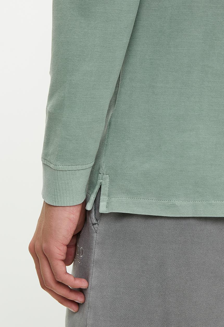 POLO - Mens Pjc Overdyed Long Sleeve Golfer - Sage