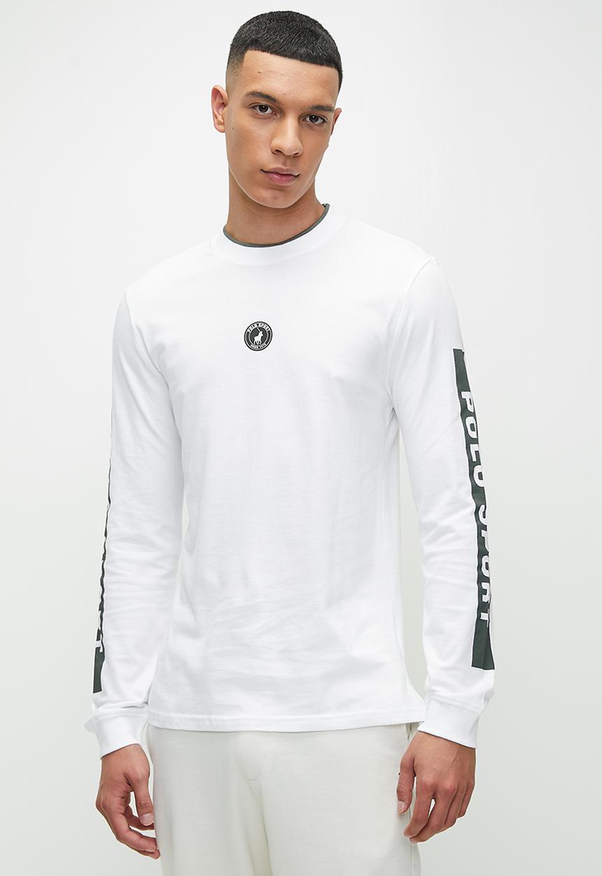 POLO - Men Sport Long Sleeve Sleeve Print Tee - White