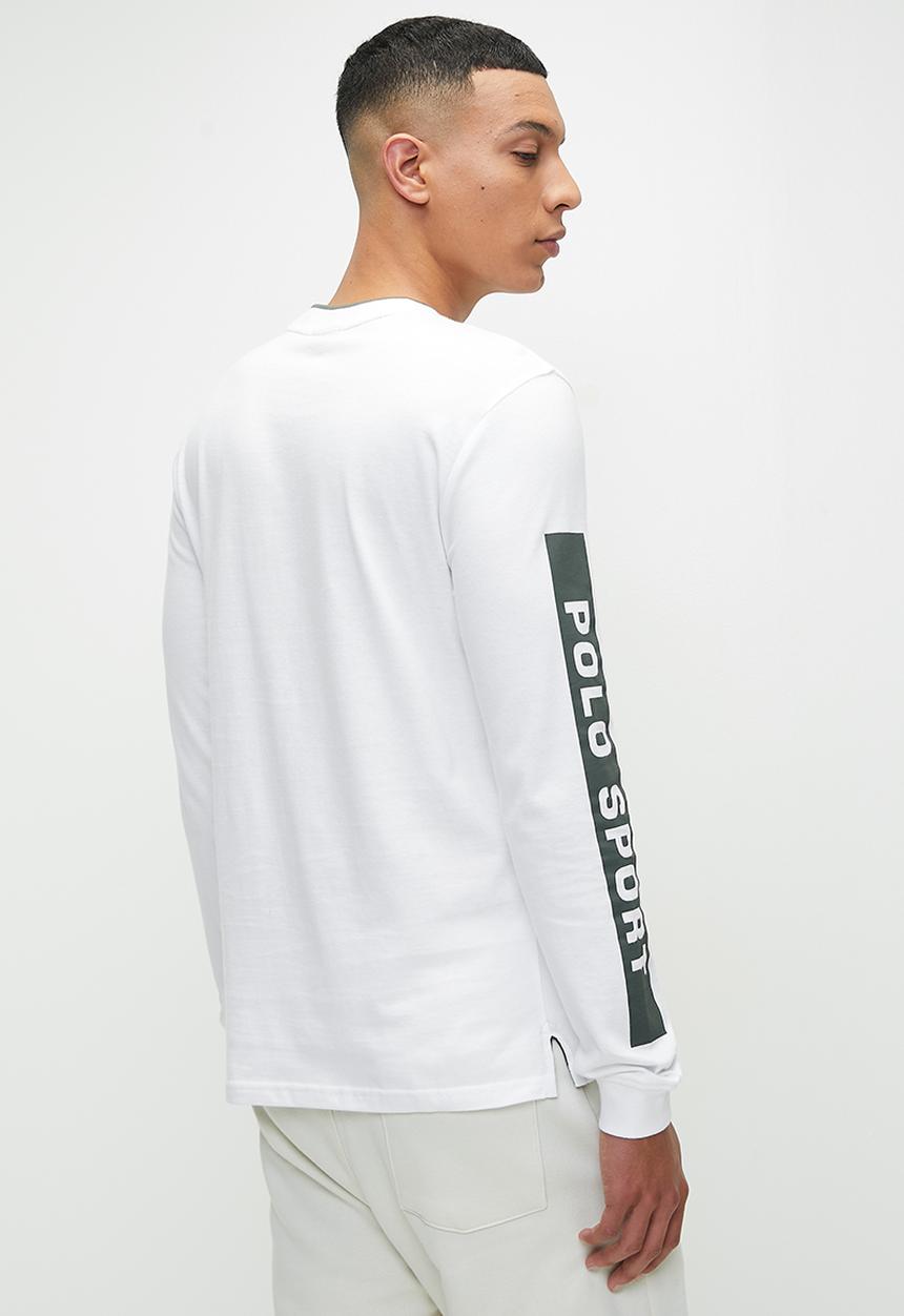 POLO - Men Sport Long Sleeve Sleeve Print Tee - White