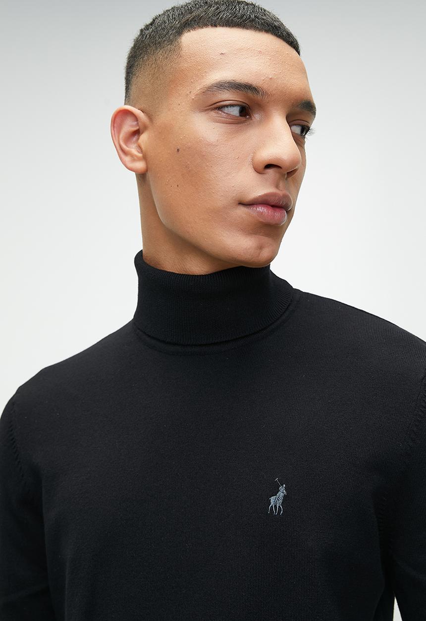 POLO - Mens Roll Neck Long Sleeve Knitwear - Black