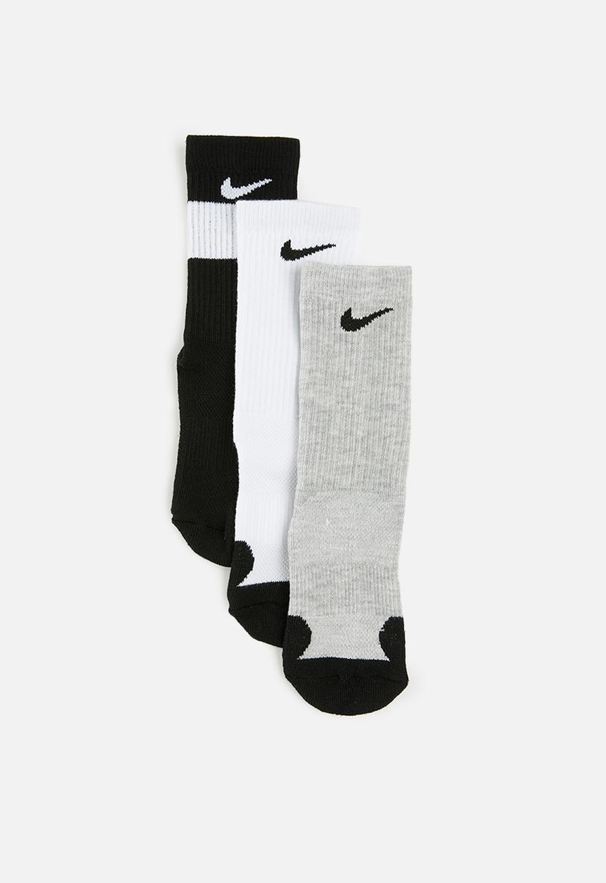 Nike - Nike 3pk crew sock - dk grey heather