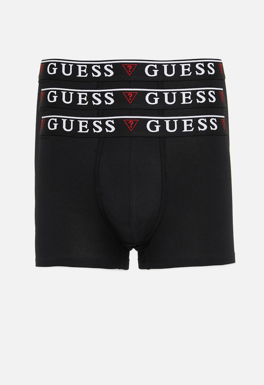 GUESS - Brian hero boxer trunk 3 pack - jet black w/ frost grey