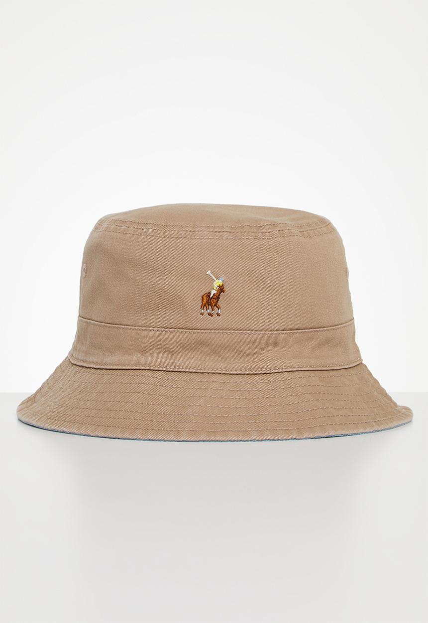 POLO - Classic Reversible Bucket Hat - Taupe & Blue