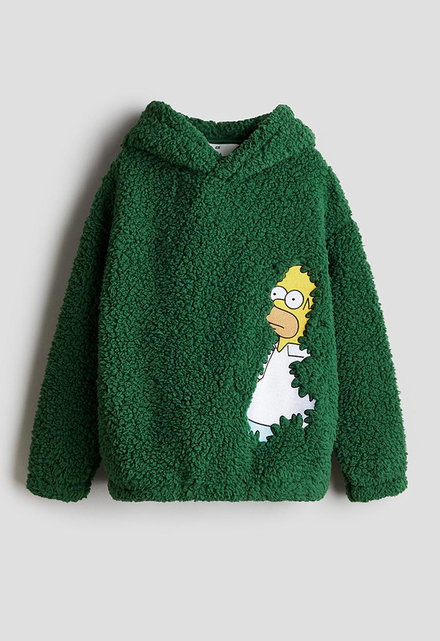 H&M - Pile hoodie - green/the simpsons