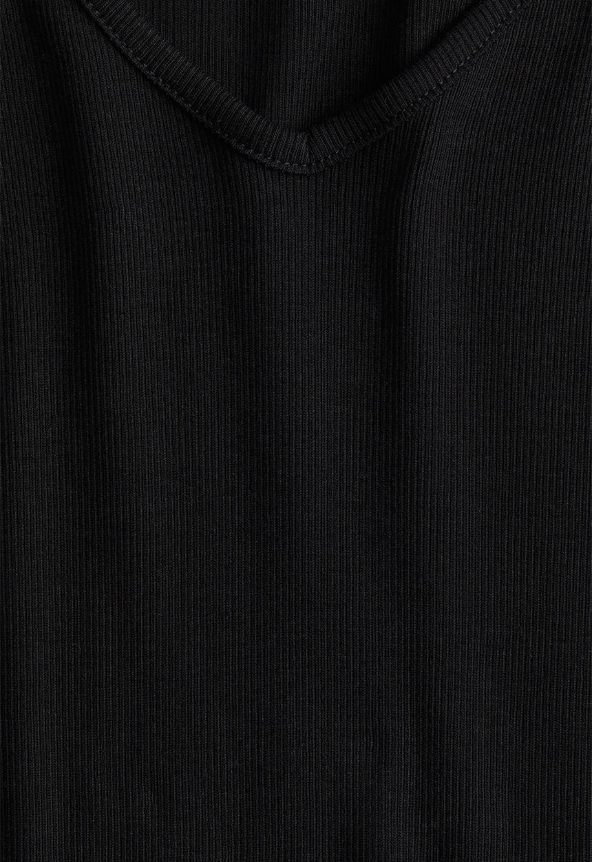 H&M - Ribbed cotton jersey top - black