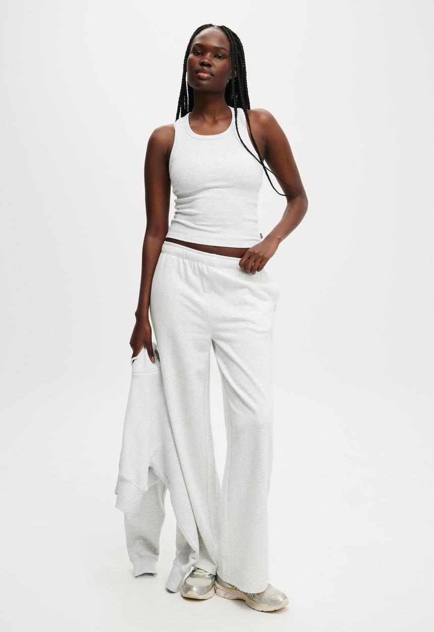 Cotton On - Lifestyle Fleece Straight Leg Sweatpant - Cloudy Grey Marle