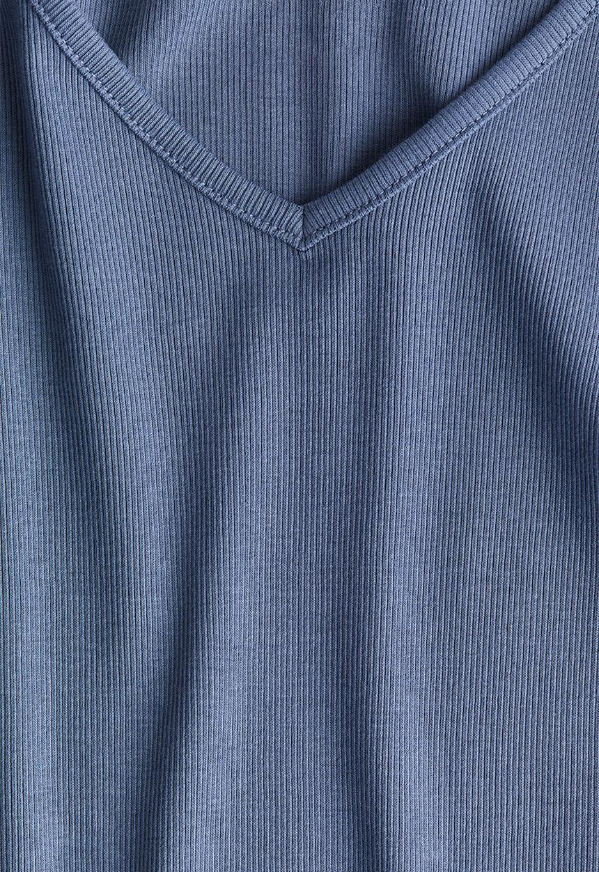 H&M - Ribbed cotton jersey top - dusty blue
