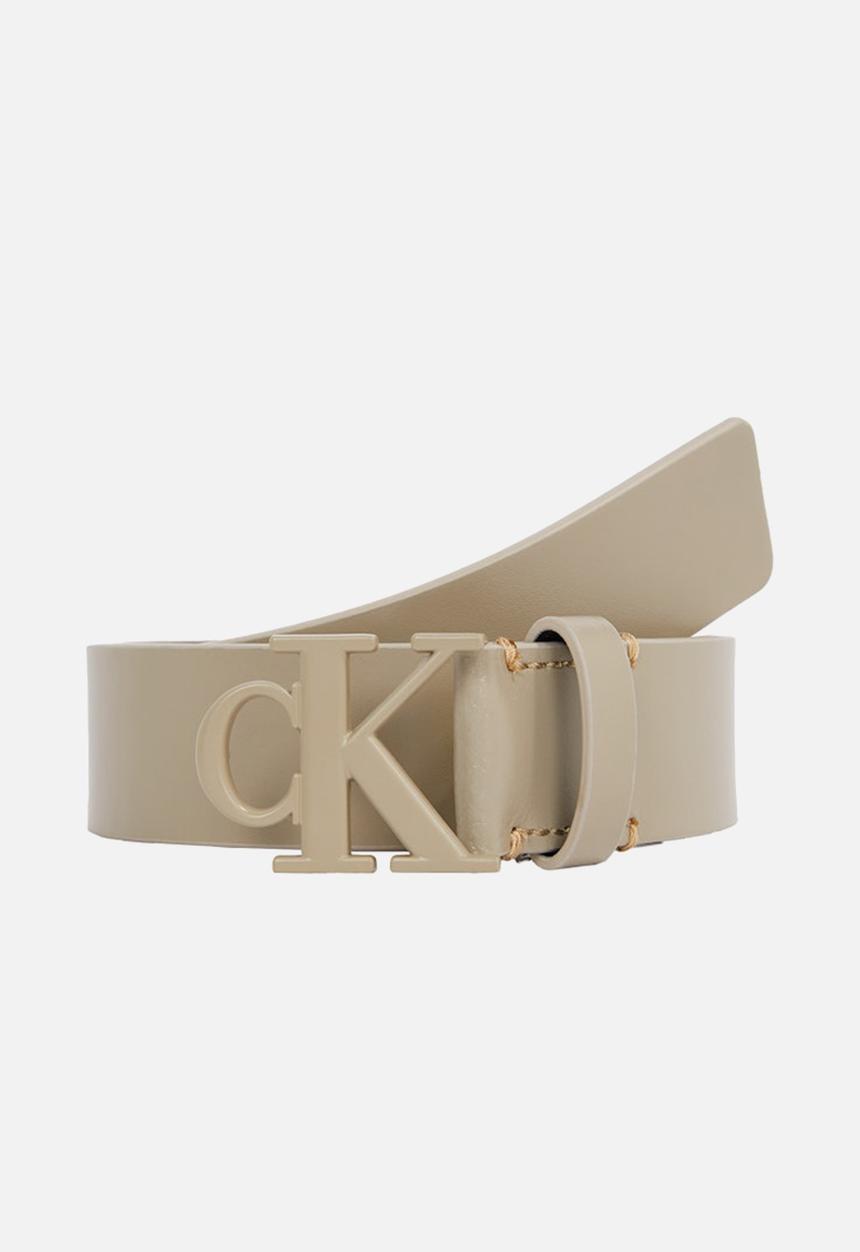 Calvin Klein - Monogram tonal plaque belt 30mm - crockery