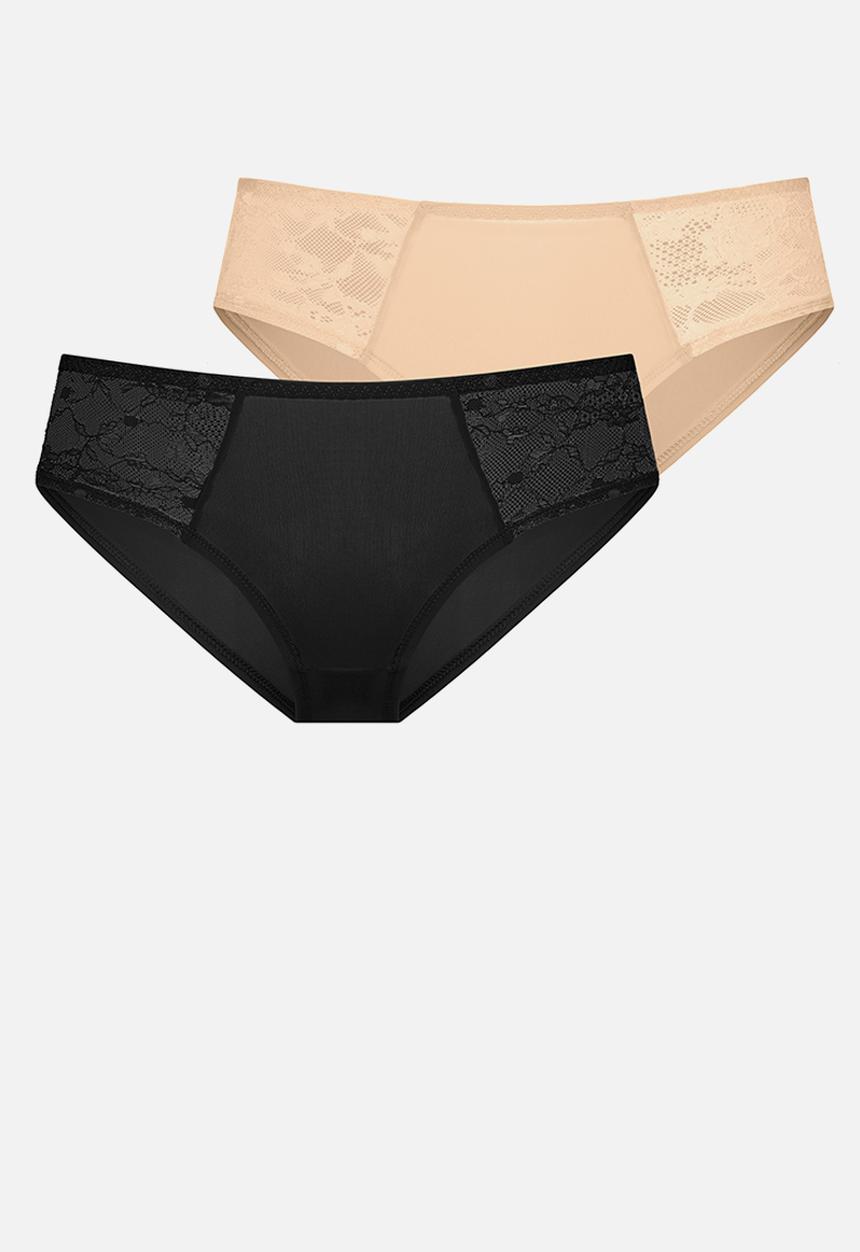 DORINA - Plus Alma 2pack cheeky hipster - black/beige