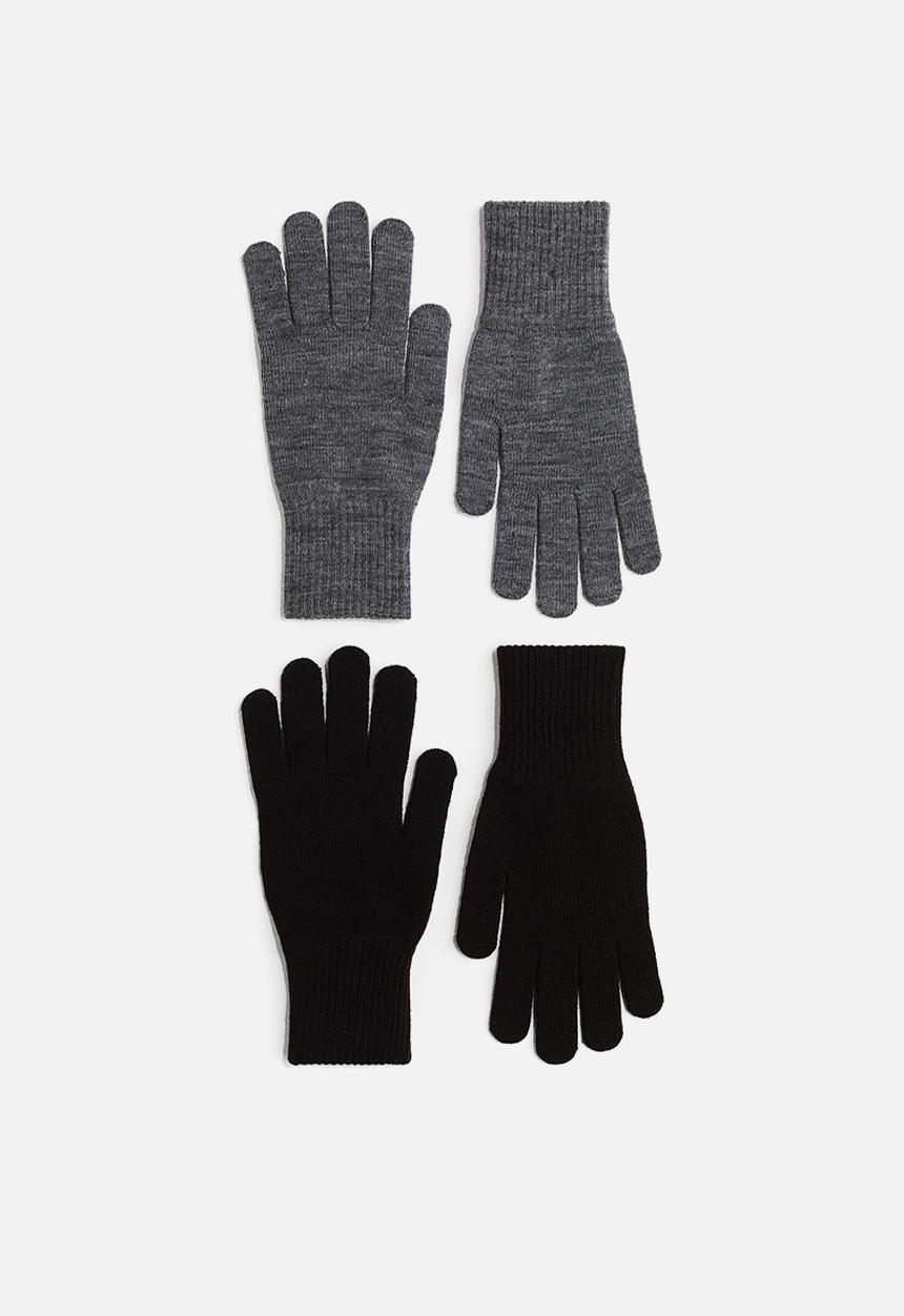 H&M - 2-pack gloves - grey marl/black 