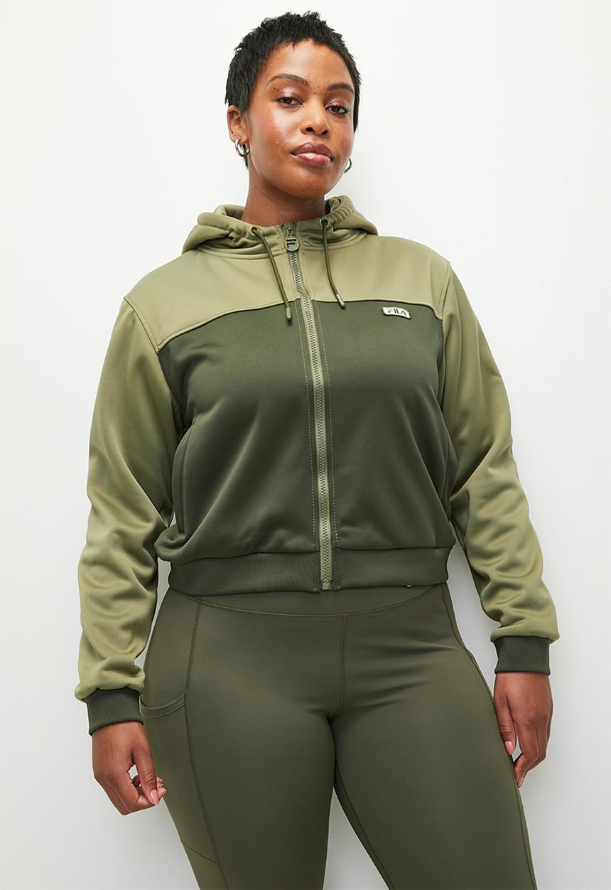 FILA - Plus Ember Zip-Up Hoodie - Dusty Olive/Alfalfa
