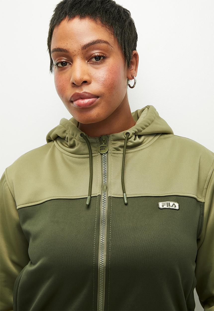 FILA - Plus Ember Zip-Up Hoodie - Dusty Olive/Alfalfa