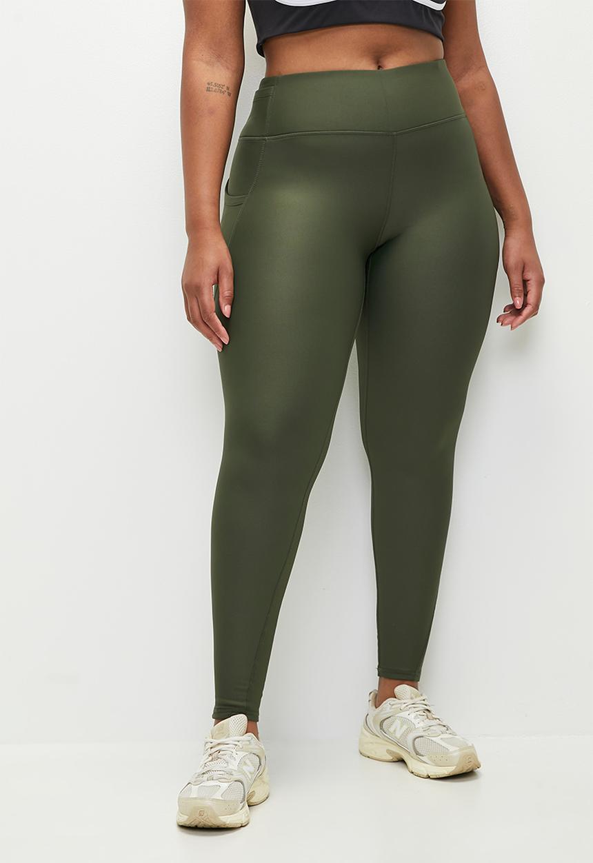 Cotton On - Plus Fleece Lined Outdoor Full Length Tight - Forest Green