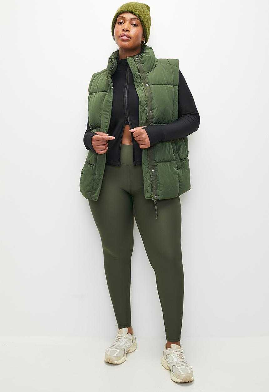 Cotton On - Plus Fleece Lined Outdoor Full Length Tight - Forest Green
