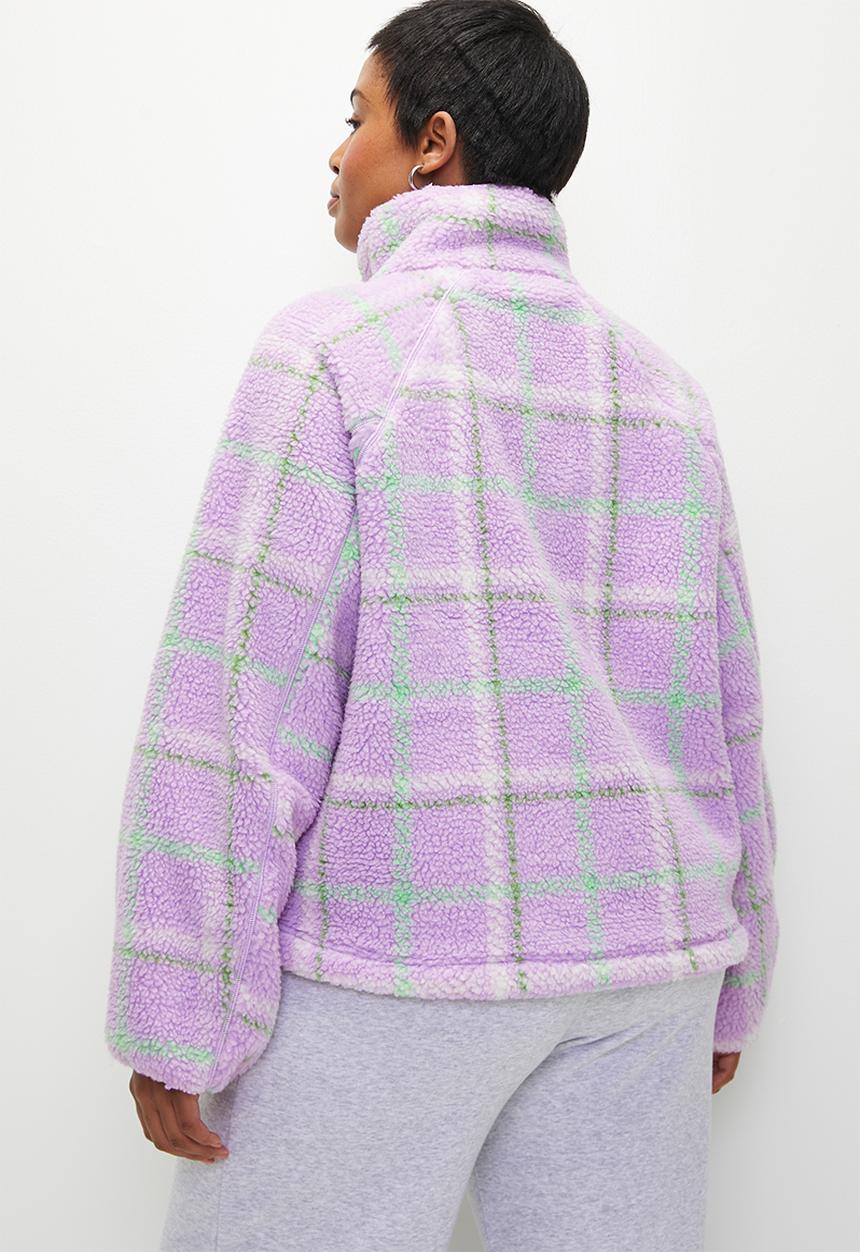 Cotton On - Plus Trail Sherpa Zip Thru - Lilac Check