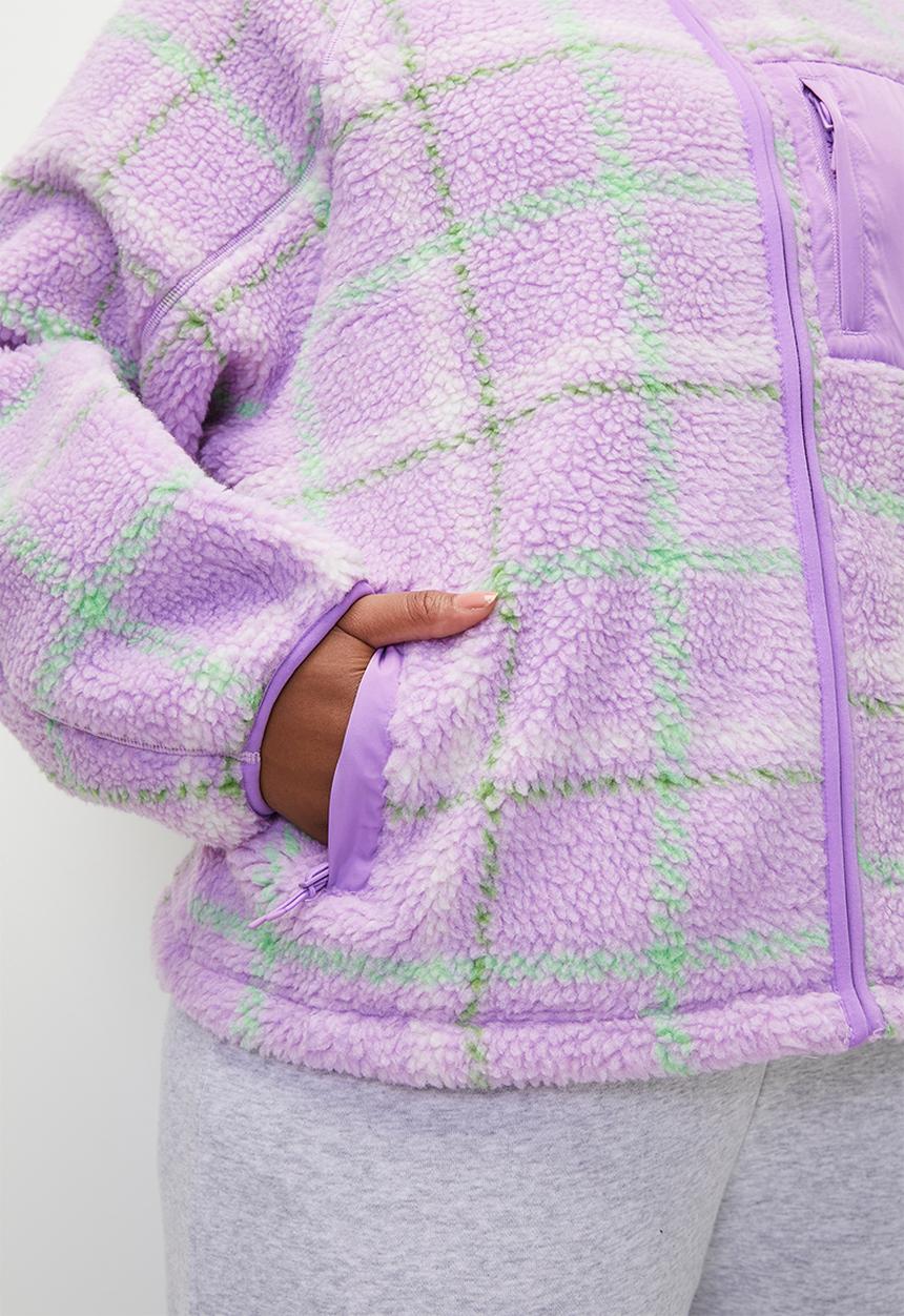 Cotton On - Plus Trail Sherpa Zip Thru - Lilac Check