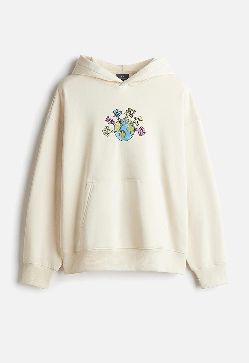 H&M - Oversized fit printed hoodie - light beige grateful dead
