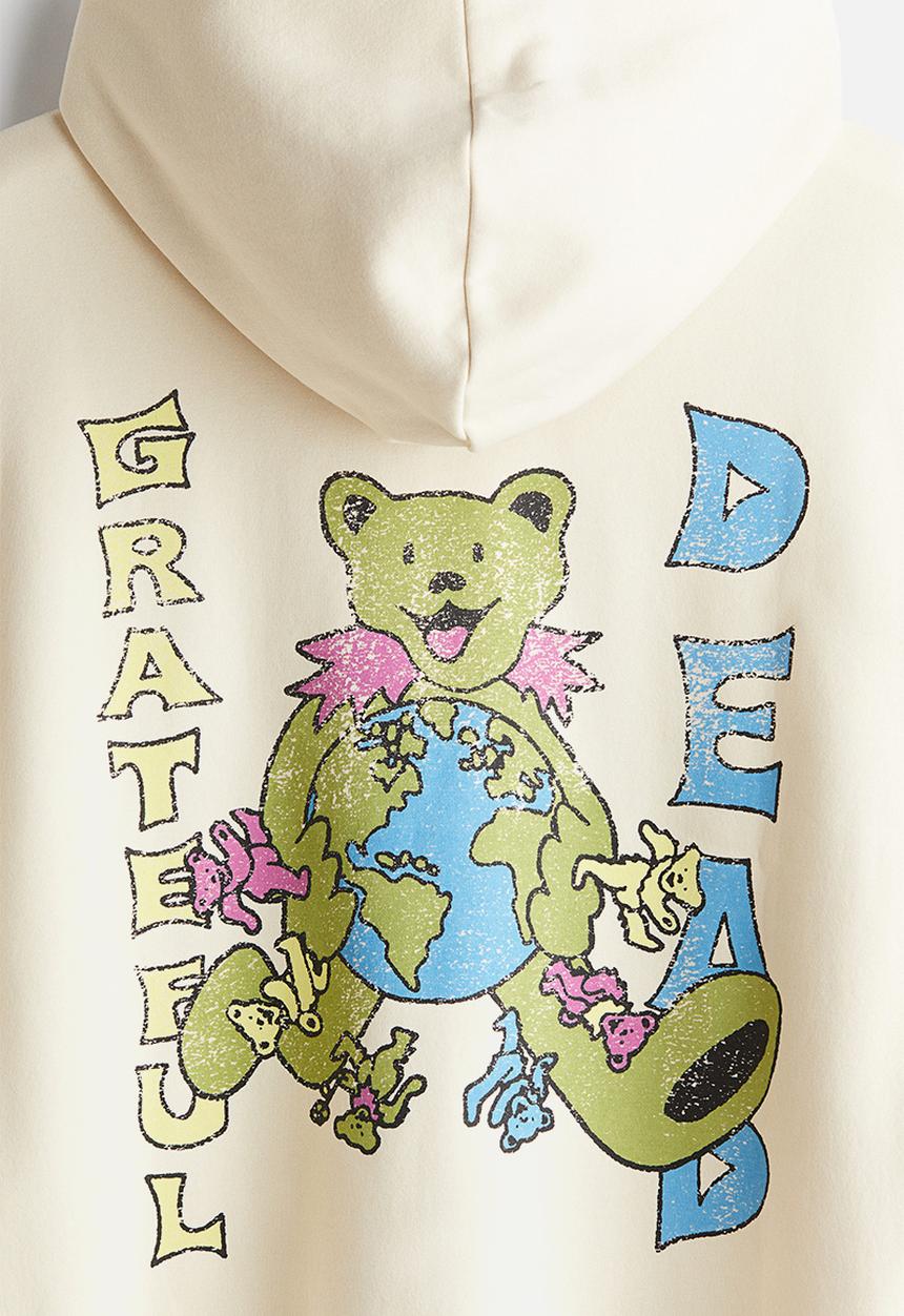 H&M - Oversized fit printed hoodie - light beige grateful dead