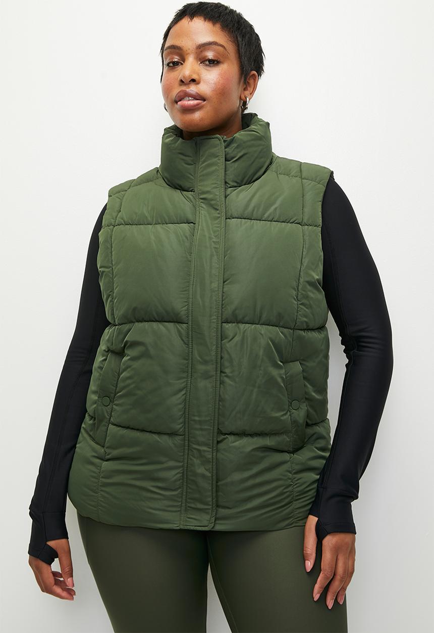 Plus The Mother Puffer Quilted Vest - Forest Green