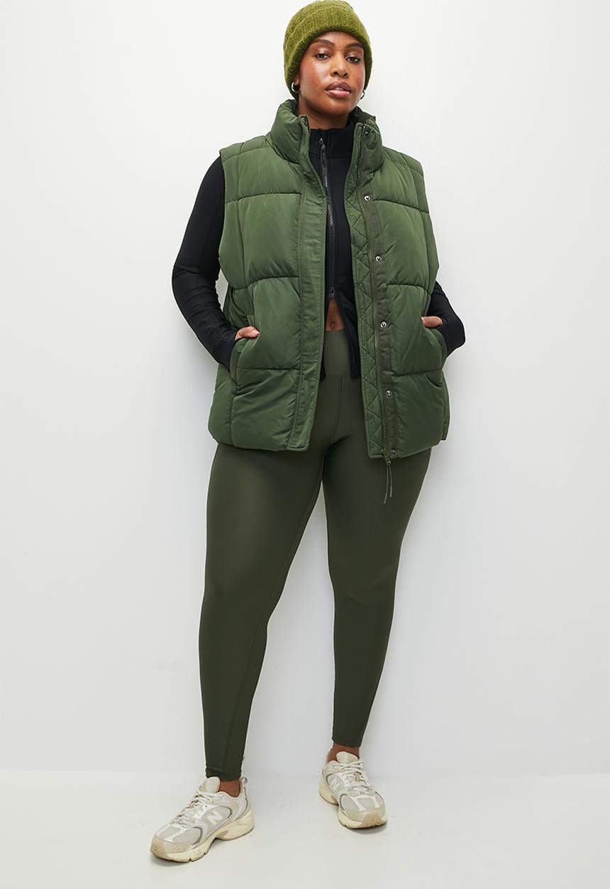 Cotton On - Plus The Mother Puffer Quilted Vest - Forest Green