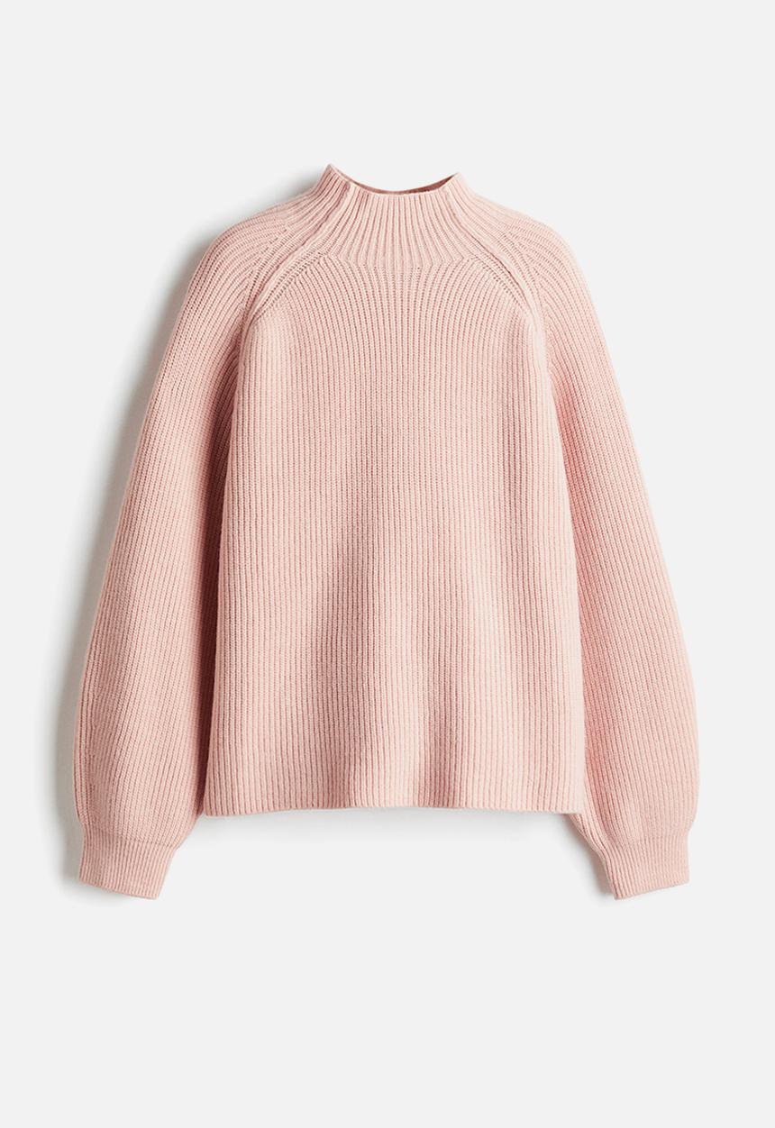 H&M - Rib-knit turtleneck jumper - light pink