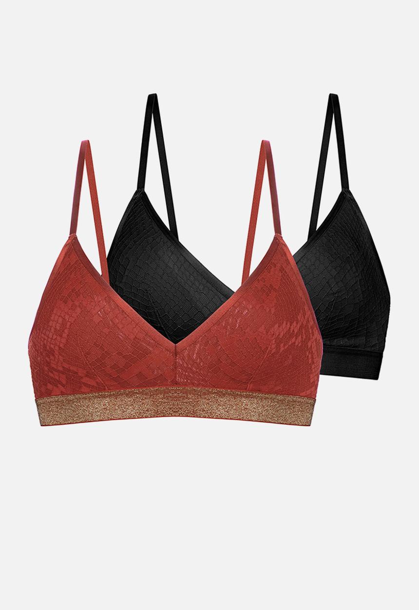 DORINA - Plus Vera Light padded bralette - coral/black