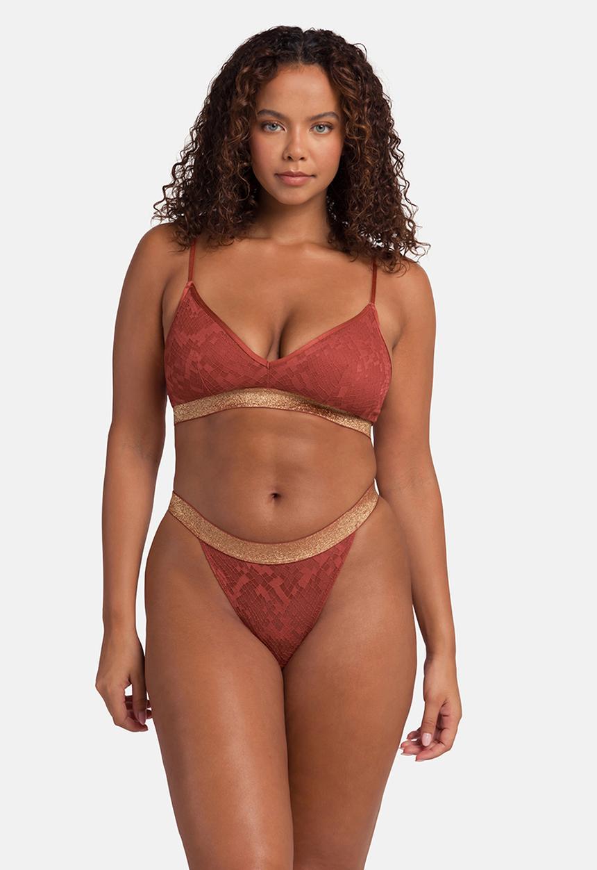 DORINA - Vera Light padded bralette - coral/black