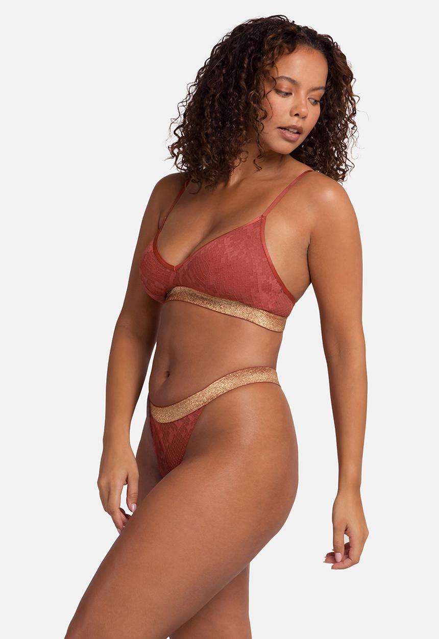 DORINA - Vera Light padded bralette - coral/black