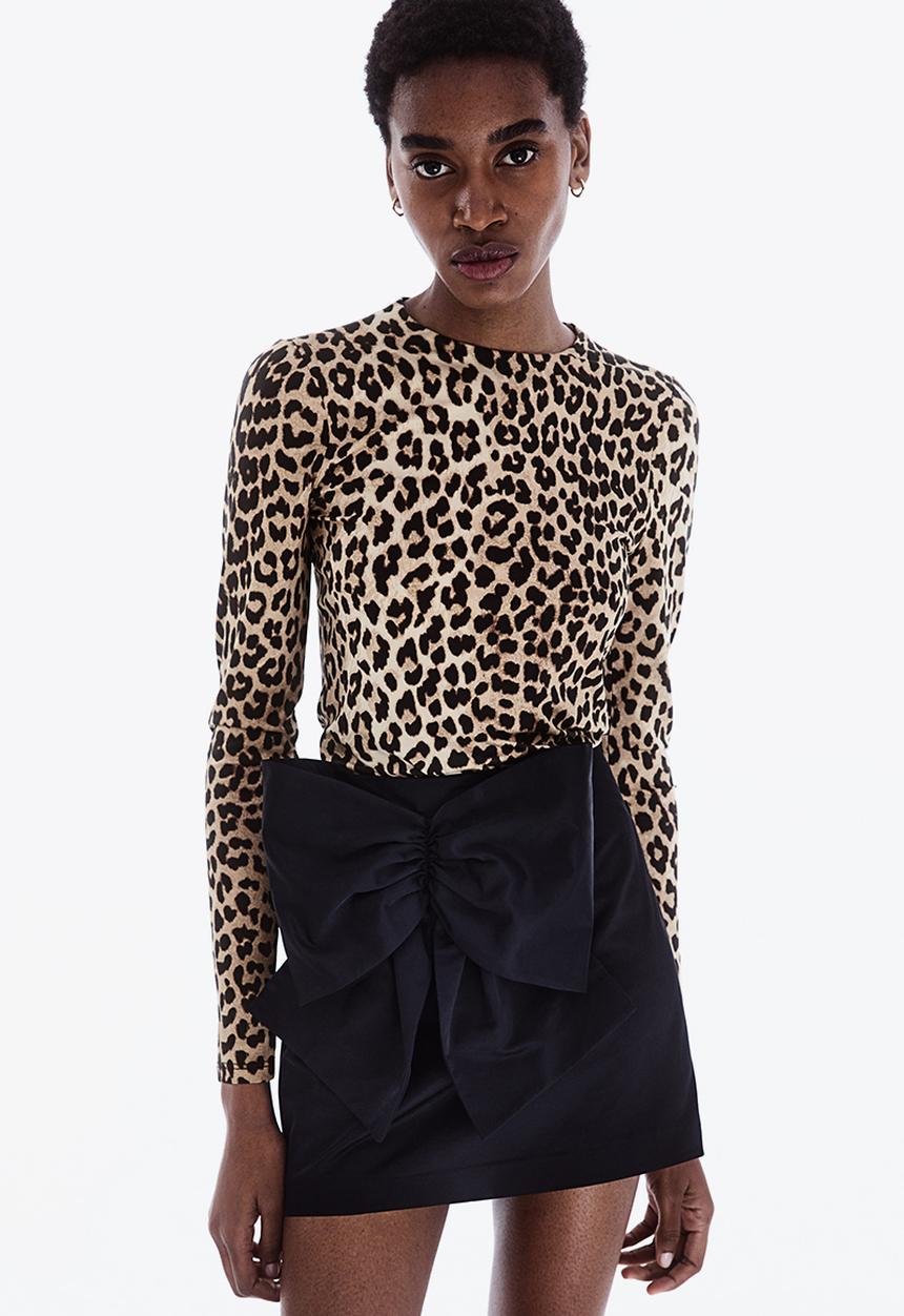 H&M - Jersey top - beige/leopard print