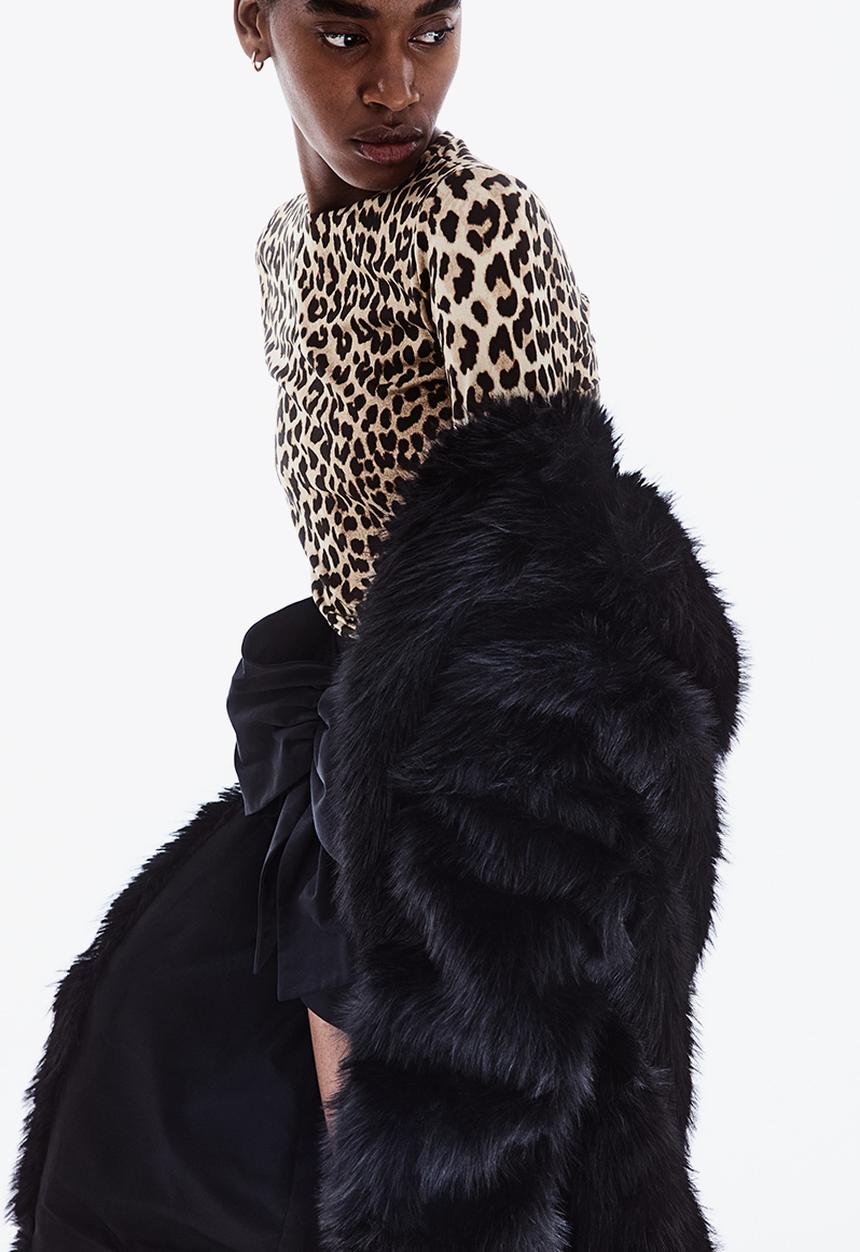H&M - Jersey top - beige/leopard print