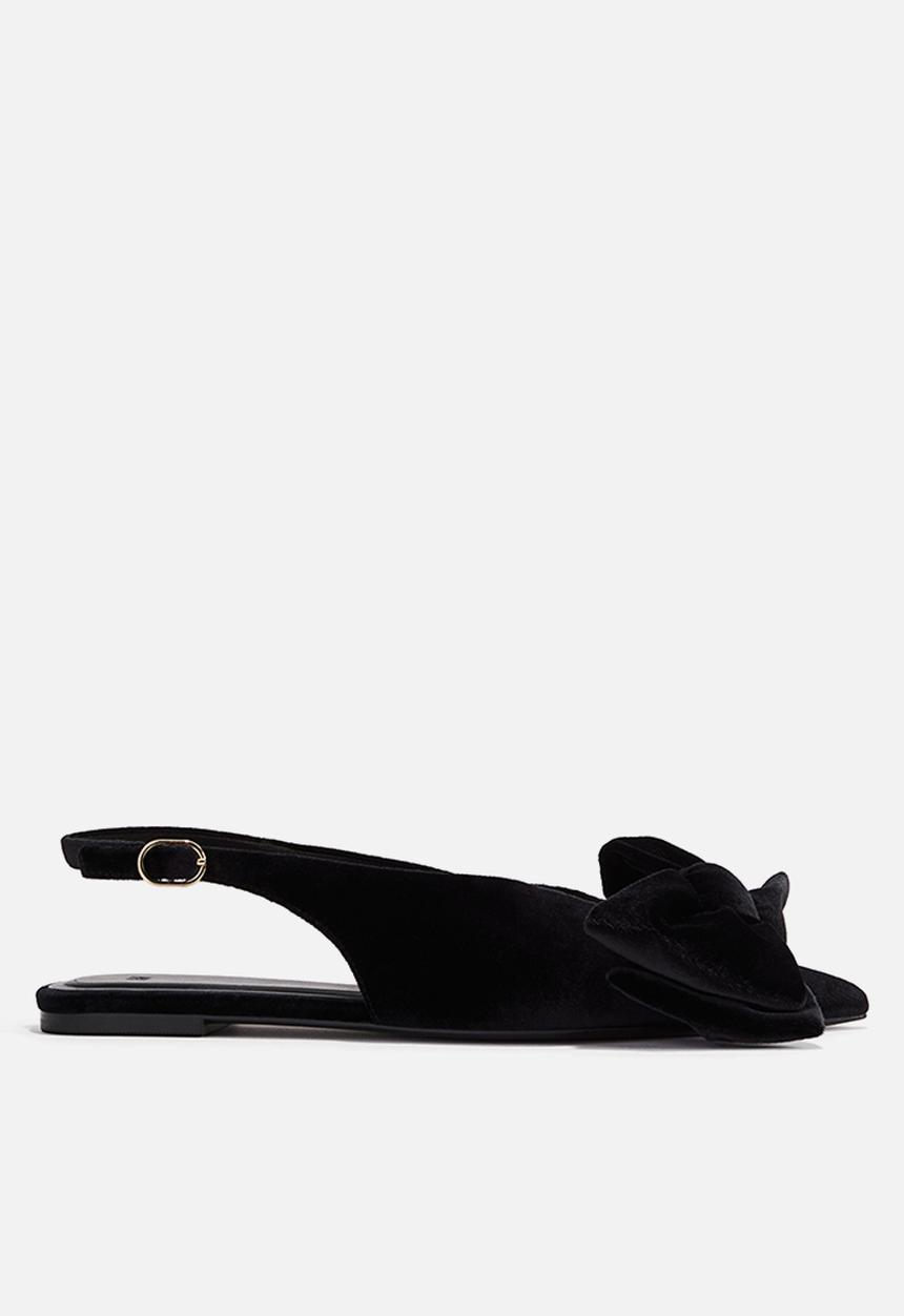H&M - Bow-detail velour slingbacks - black