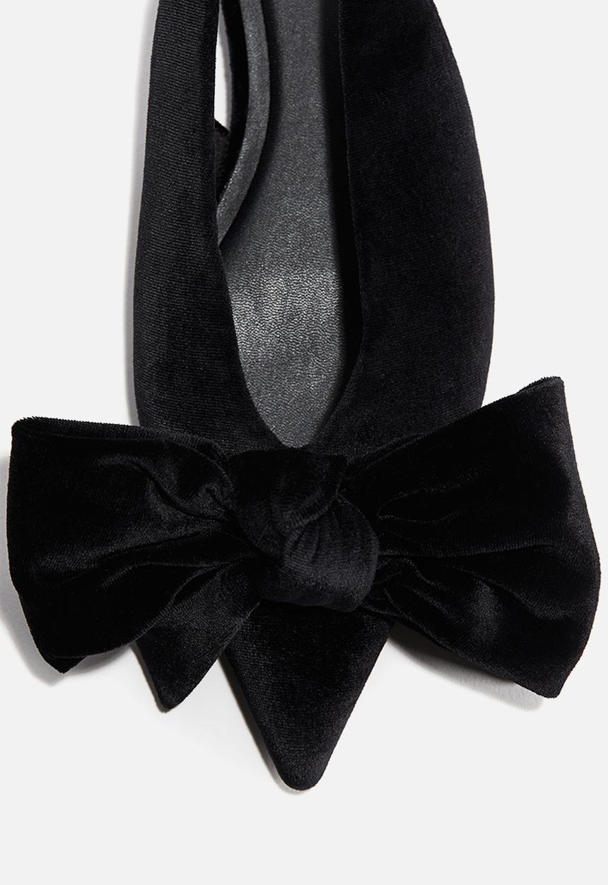 H&M - Bow-detail velour slingbacks - black