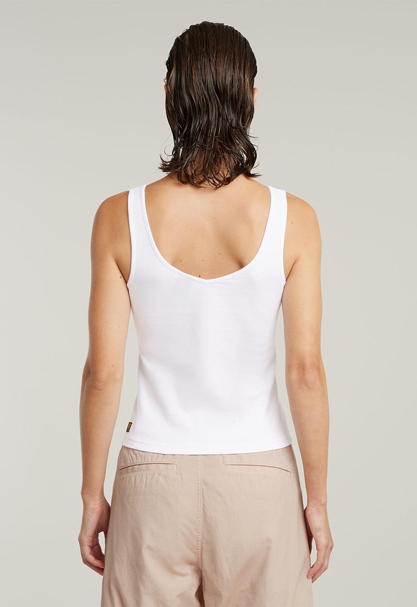 Asymmetrical Zip Slim Tank Top Wmn - White