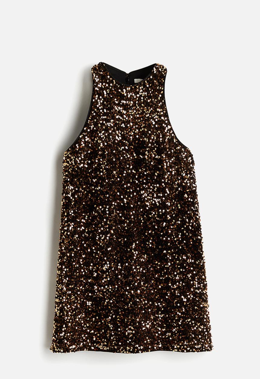 H&M - Sequined mini dress - black/bronze-coloured