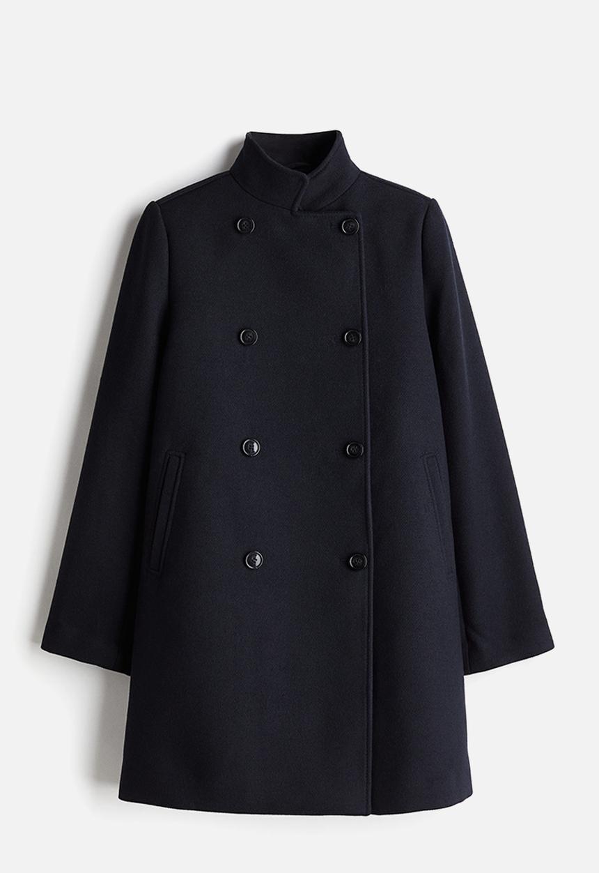 H&M - Double-breasted car coat - navy blue