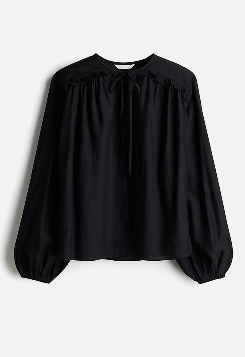 H&M - Frill-trimmed blouse - black