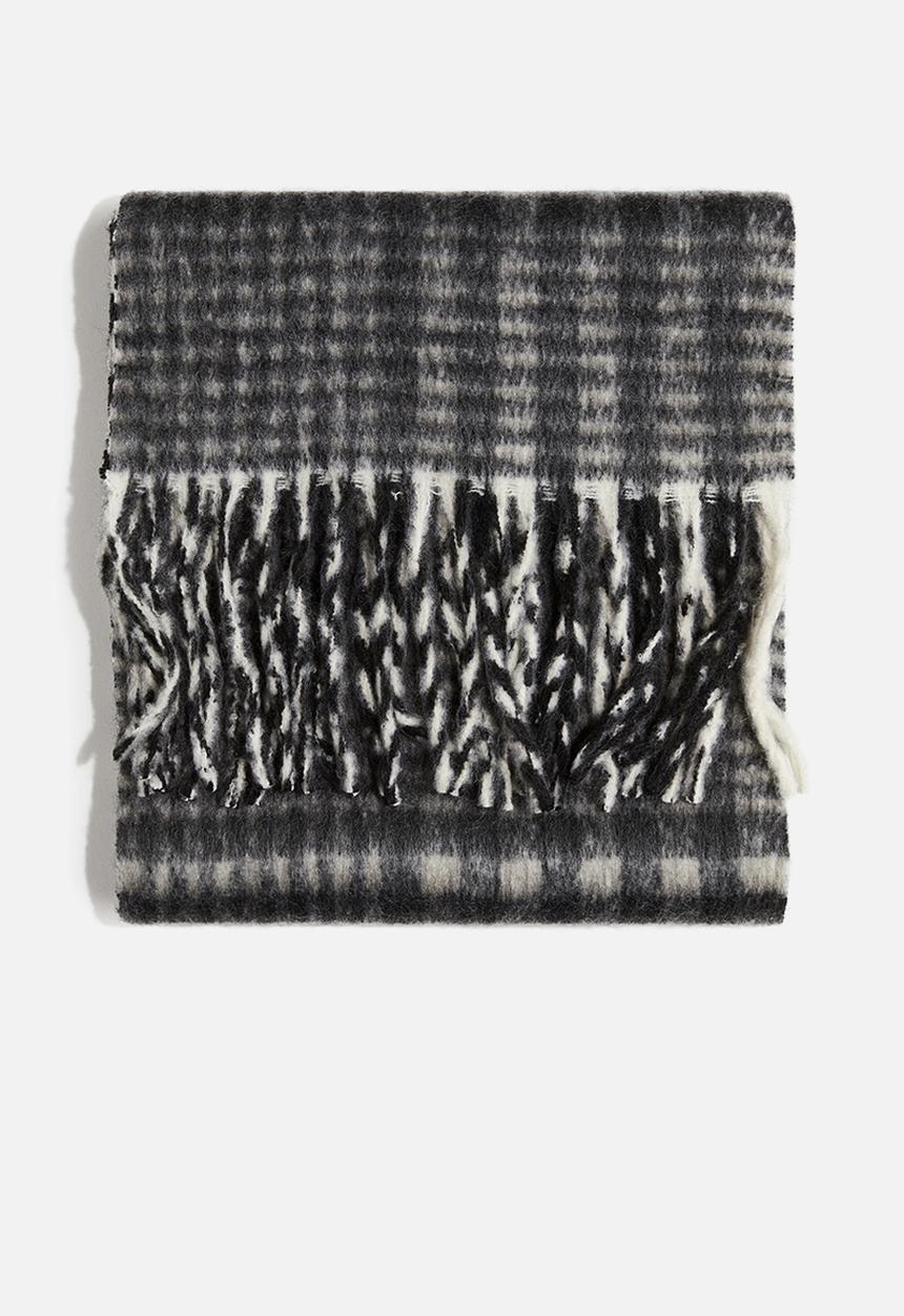 H&M - Fringed scarf - dark grey checked