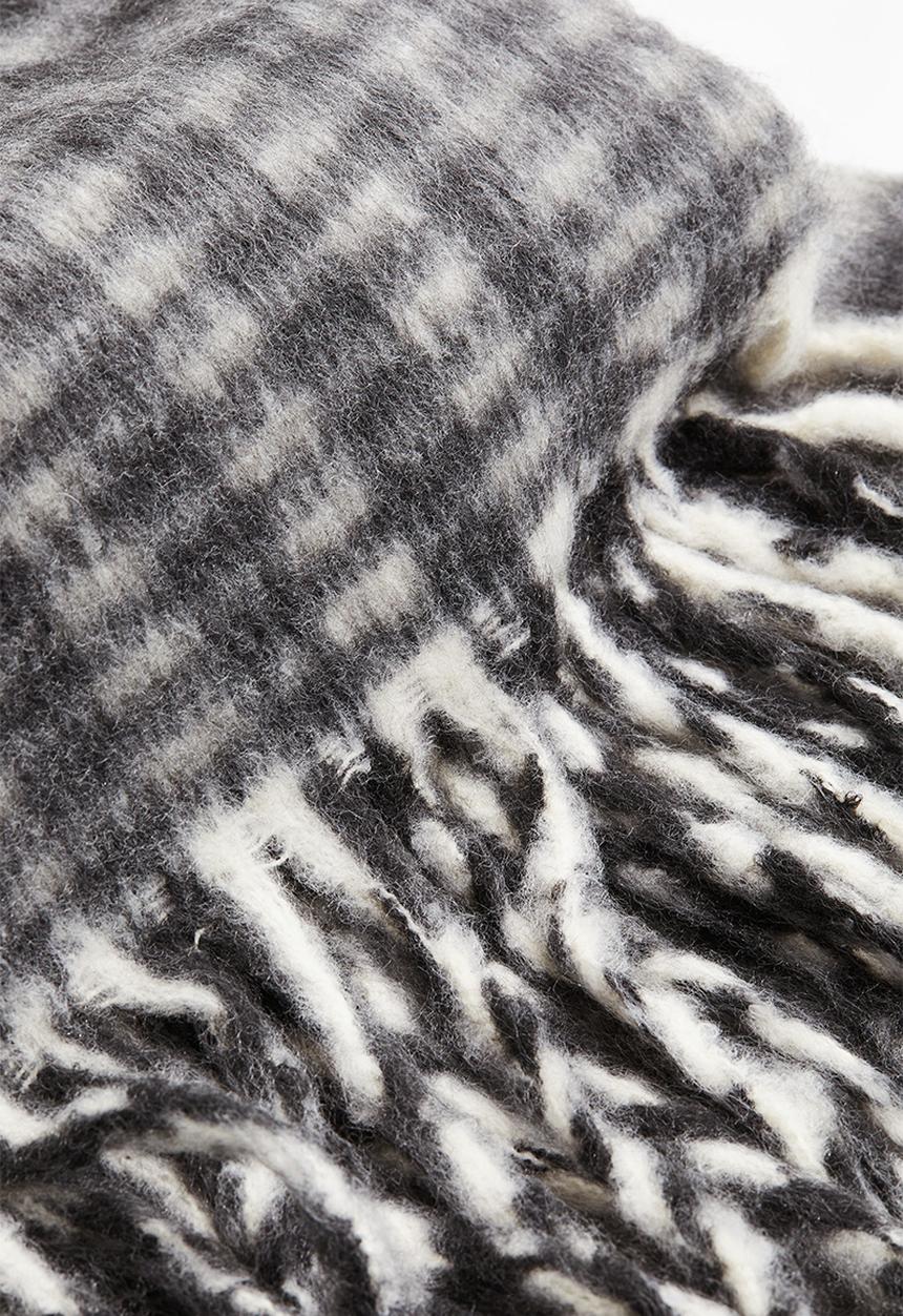 H&M - Fringed scarf - dark grey checked
