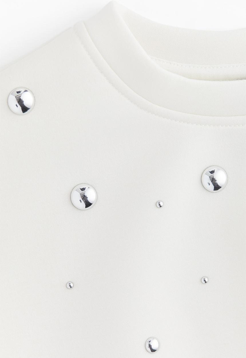 H&M - Studded scuba sweatshirt - cream