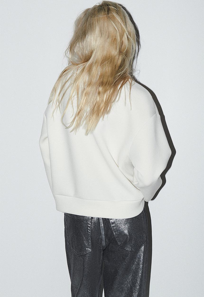 H&M - Studded scuba sweatshirt - cream