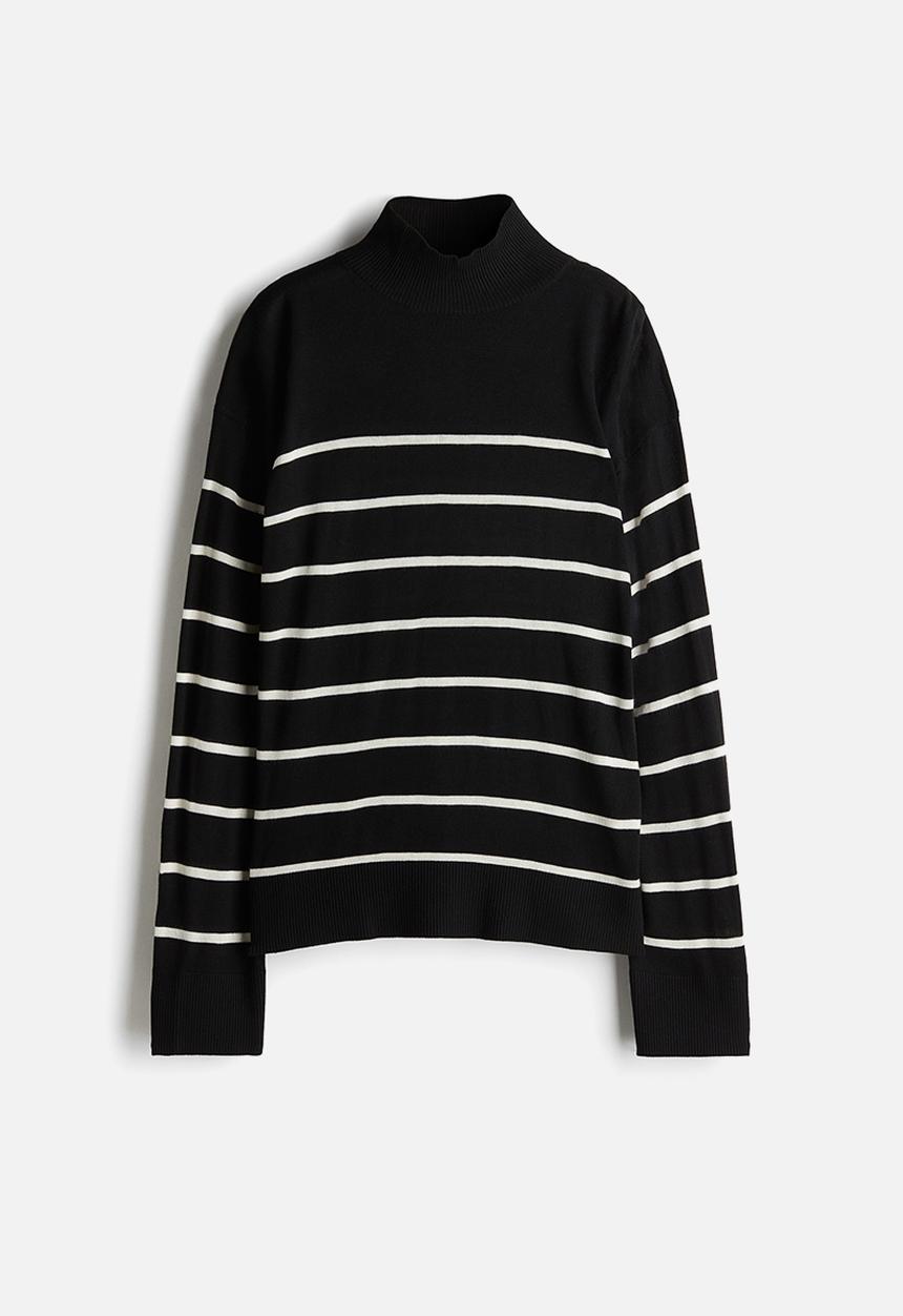 H&M - Fine-knit turtleneck jumper - black striped