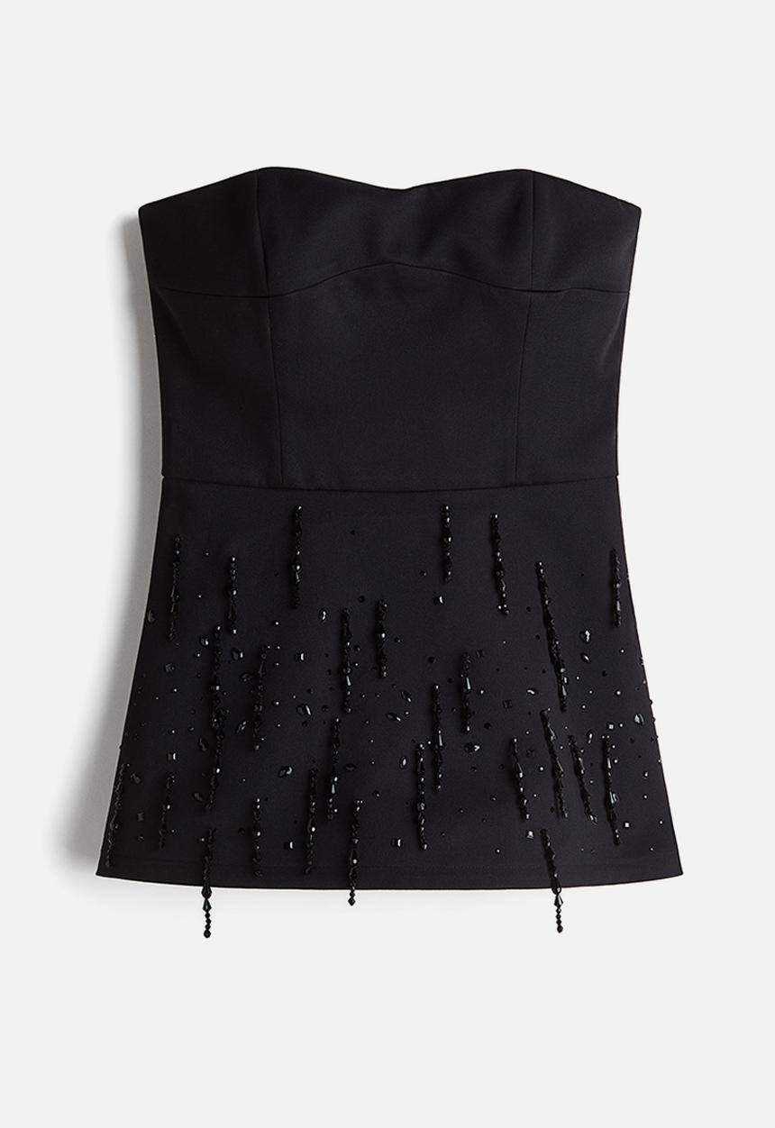H&M - Embellished bandeau top - black
