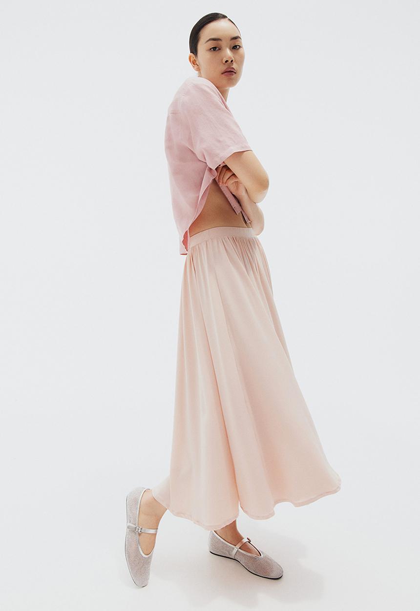 H&M - Linen-blend shirt - dusty pink