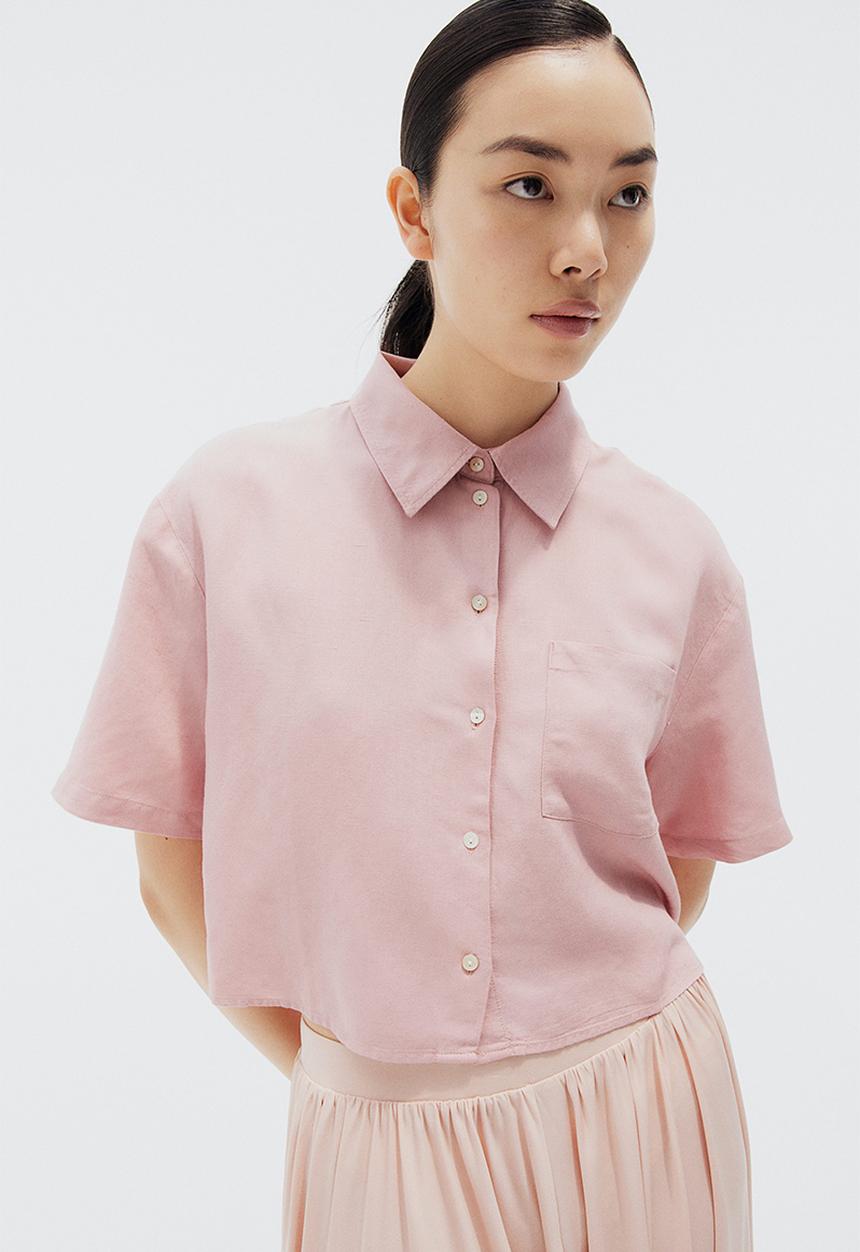 H&M - Linen-blend shirt - dusty pink