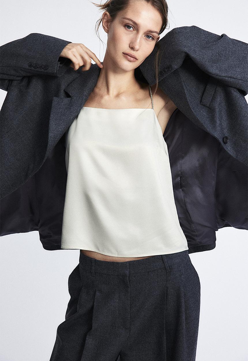 H&M - Rhinestone-strap top - white