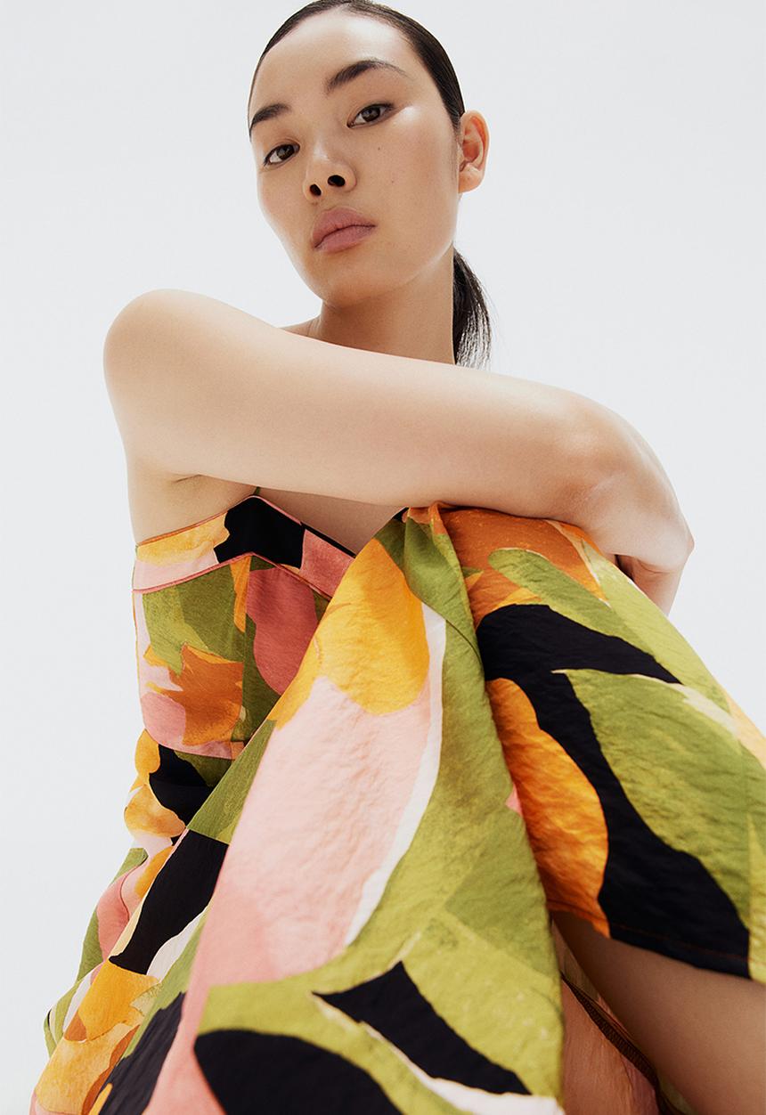 H&M - Strappy midi dress - green patterned