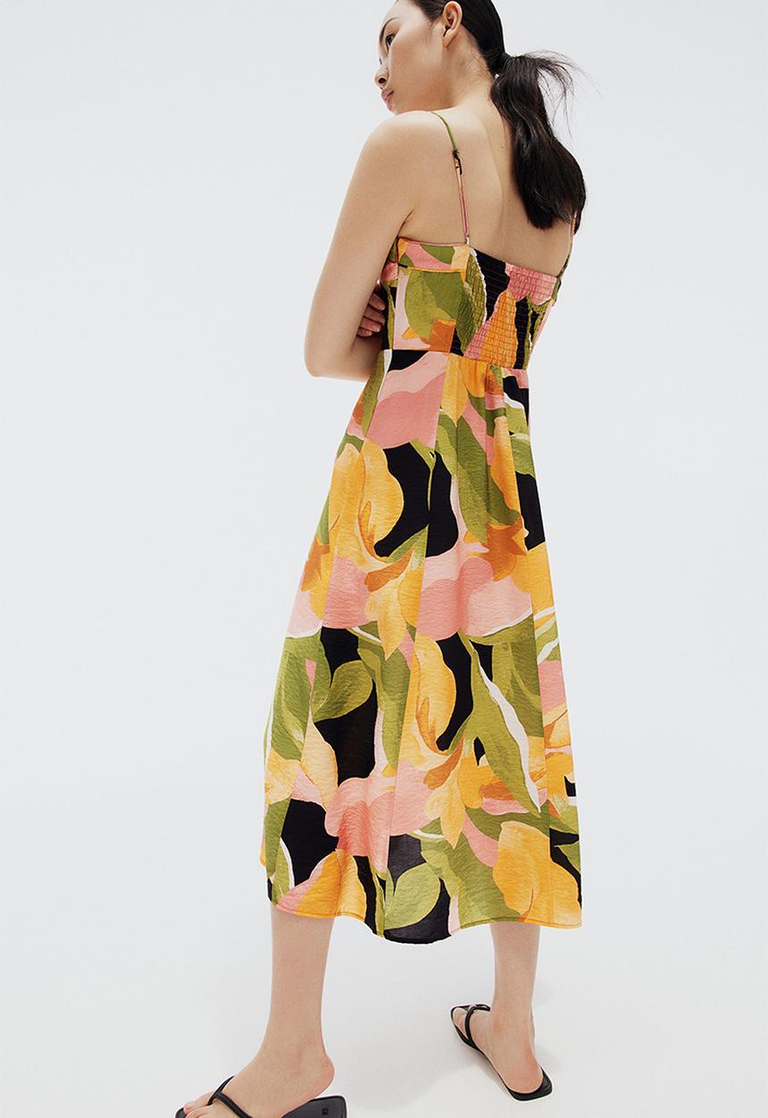 H&M - Strappy midi dress - green patterned