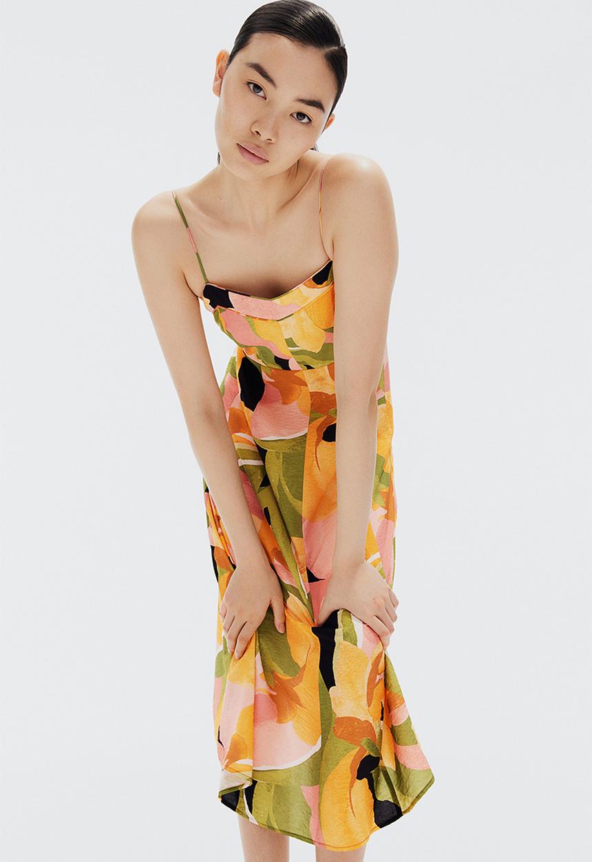 H&M - Strappy midi dress - green patterned