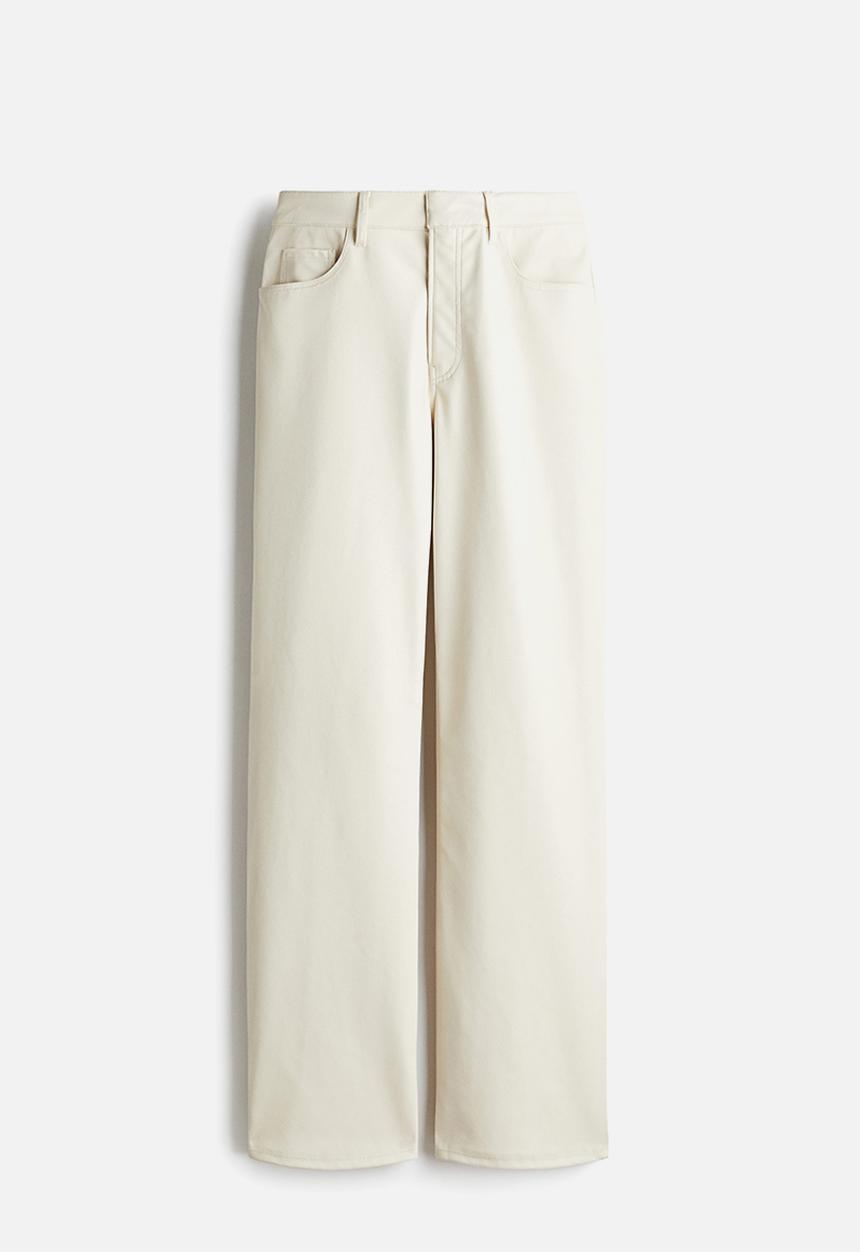 H&M - Coated trousers - cream