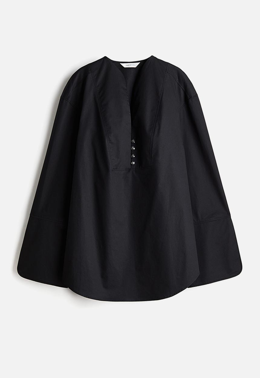 H&M - Loose-fit tuxedo shirt - black